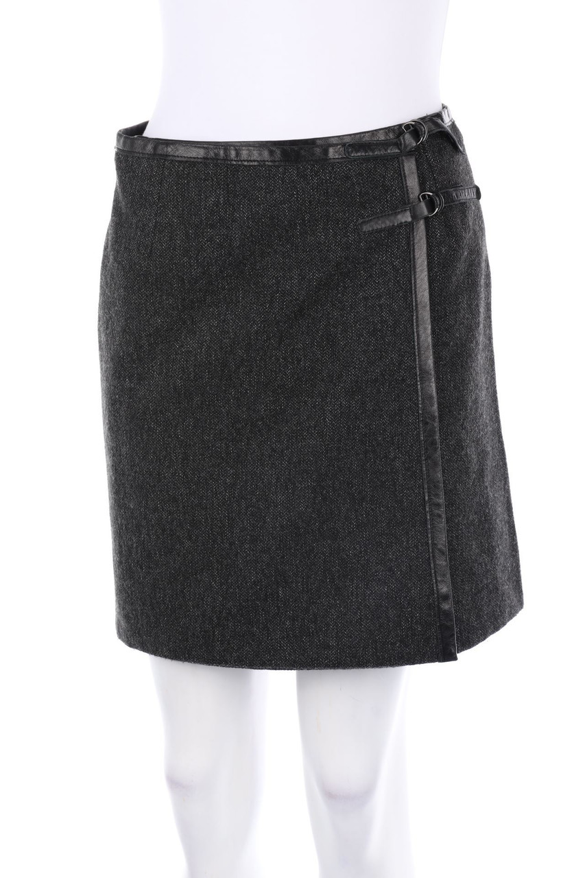 CHATTAWAK - Wrap-Skirt with Leather Details - D 38