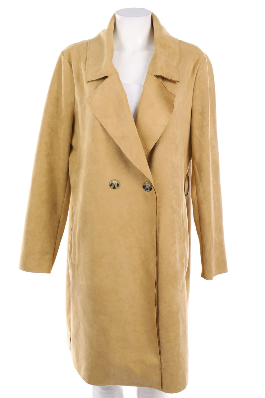 Laura Torelli - Faux Leather Coat, Trenchcoat Style - L