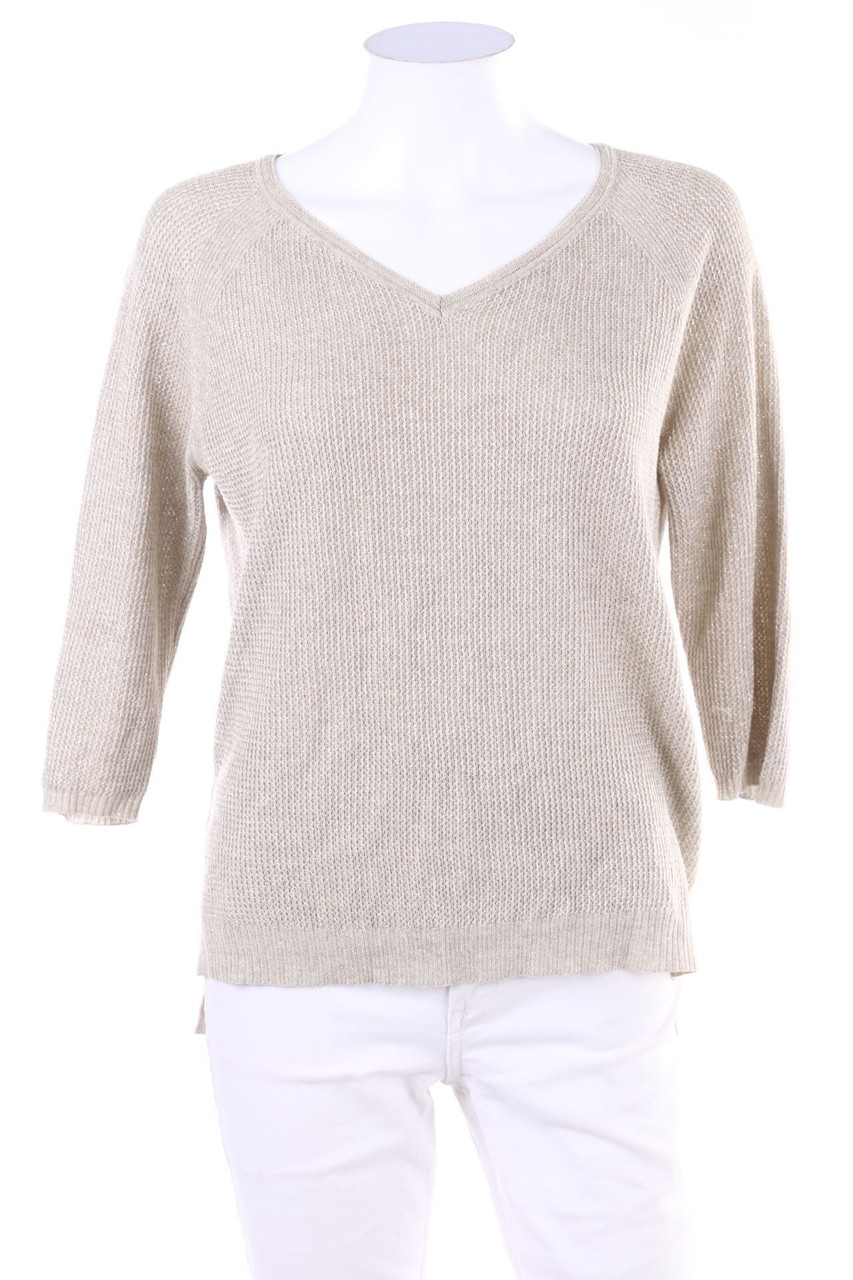 Massimo Dutti - Glitzer-Strick-Pullover mit überschnittener Schulter - M