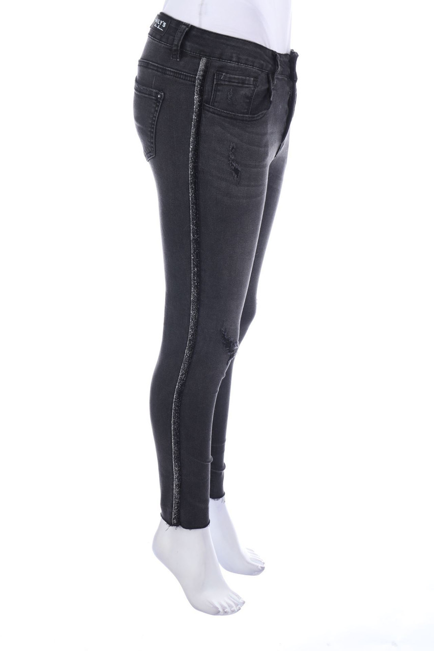 Hailys - Distressed Skinny-Jeans mit Glitzer - M