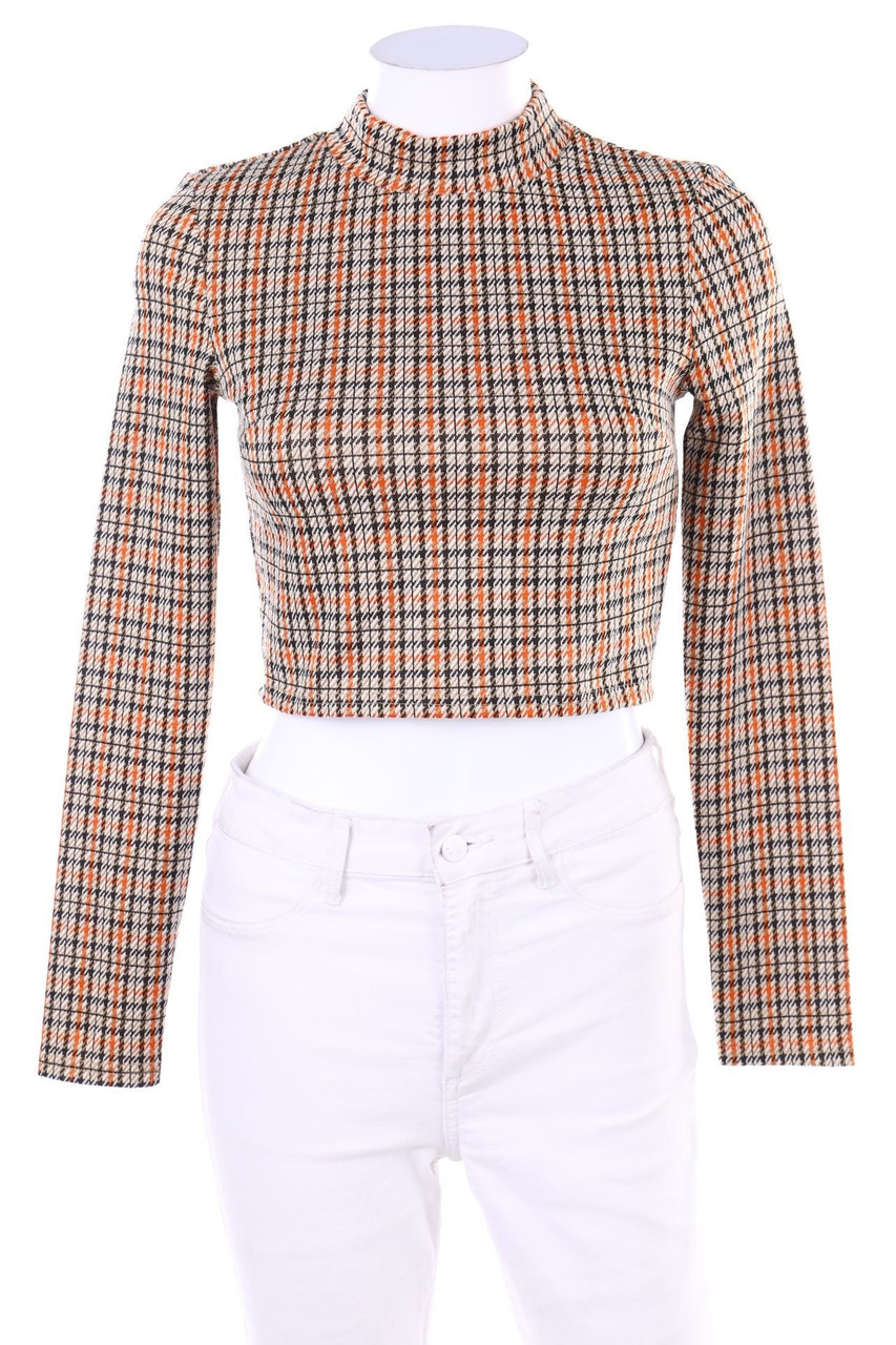 AMISU - Cropped-Longsleeve-Shirt, Checked - D 34