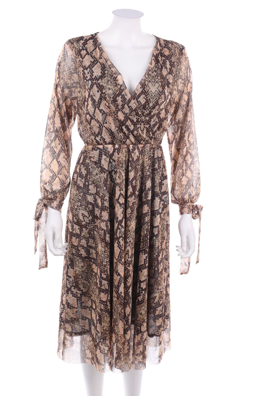 RESERVED - Mesh-Maxi Dress with Animal Print - S