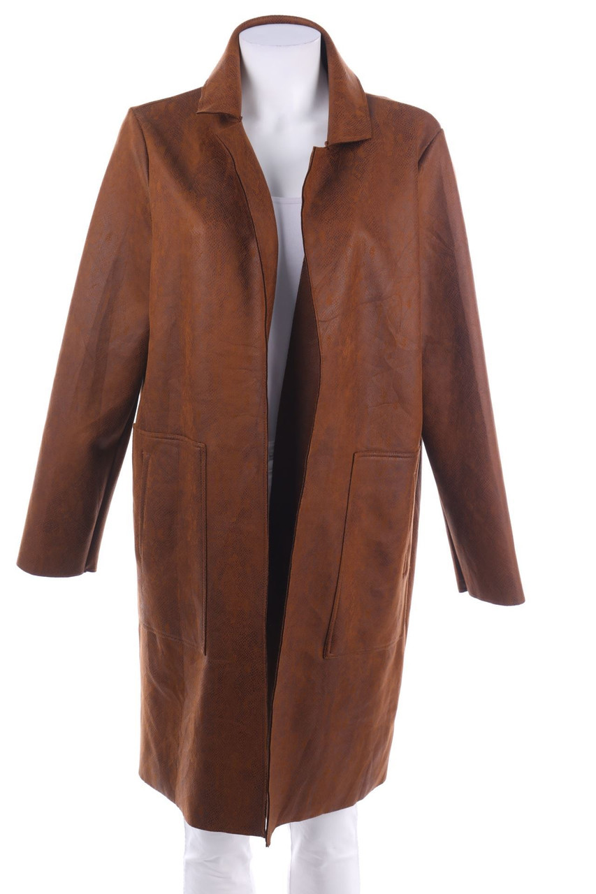 F&F - Faux Leather-Coat with Animal Print - M