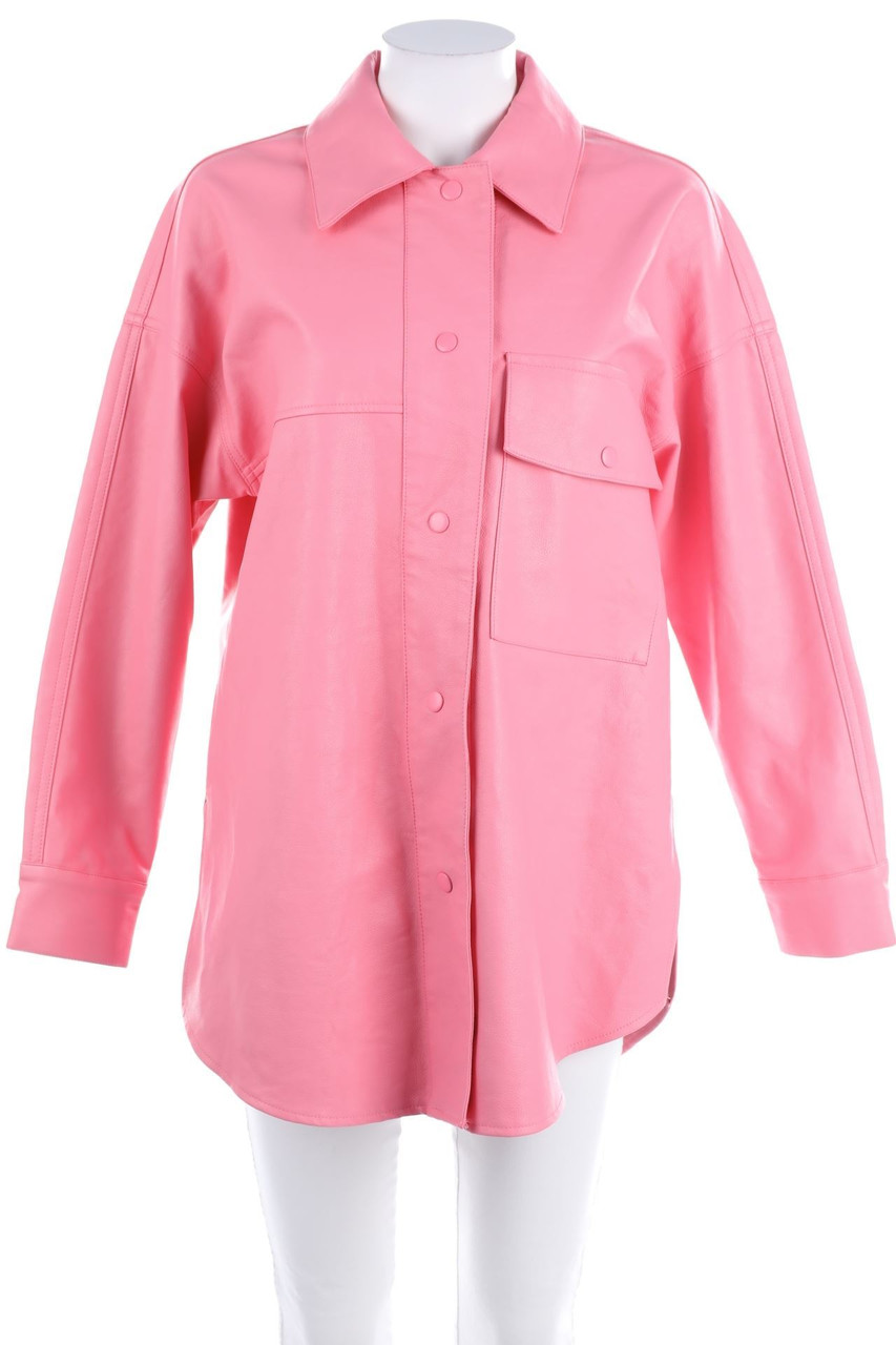 RESERVED - Oversize-Shacket Jacket, Faux Leather with Patch Pockets - S