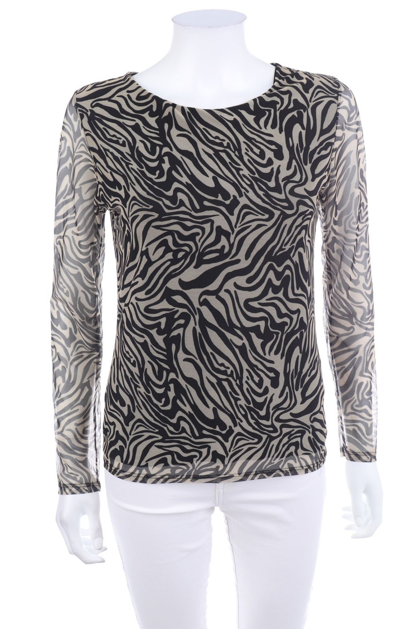 Hailys - Mesh-Longsleeve-Shirt mit Animal-Print - M