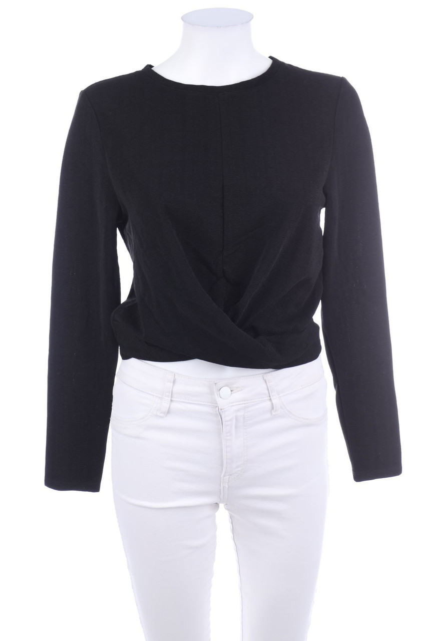 No Label - Cropped-Blouse with Draping - S