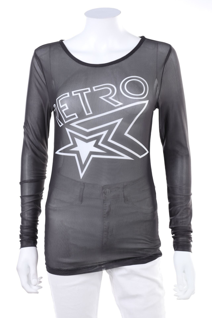 RETRO JEANS - Mesh-Longsleeve-Shirt mit Print - M