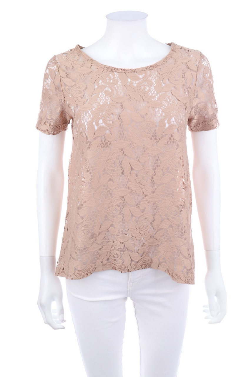 PULL&BEAR - Spitzen-Kurzarm-Shirt - S