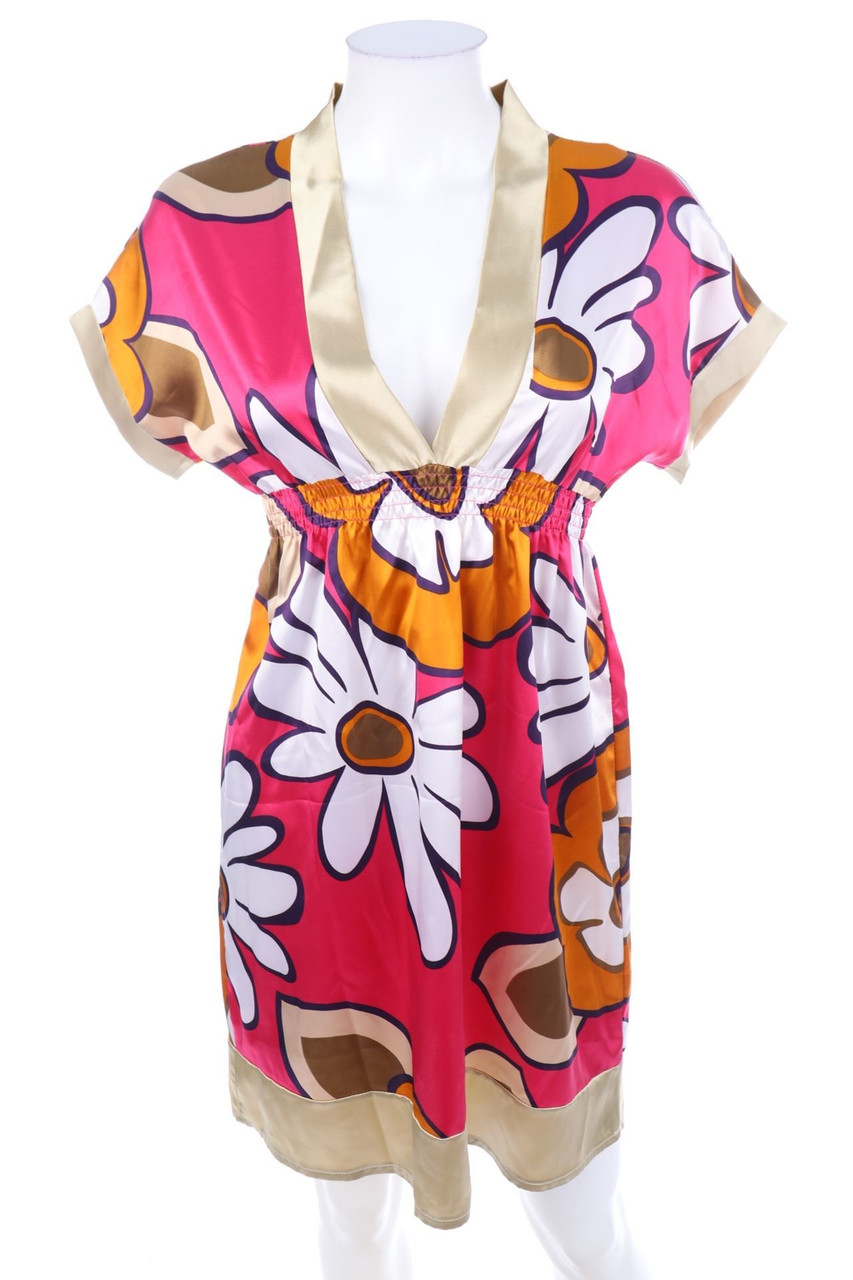 HALLHUBER - Satin Tunic Dress with Flower Print - S