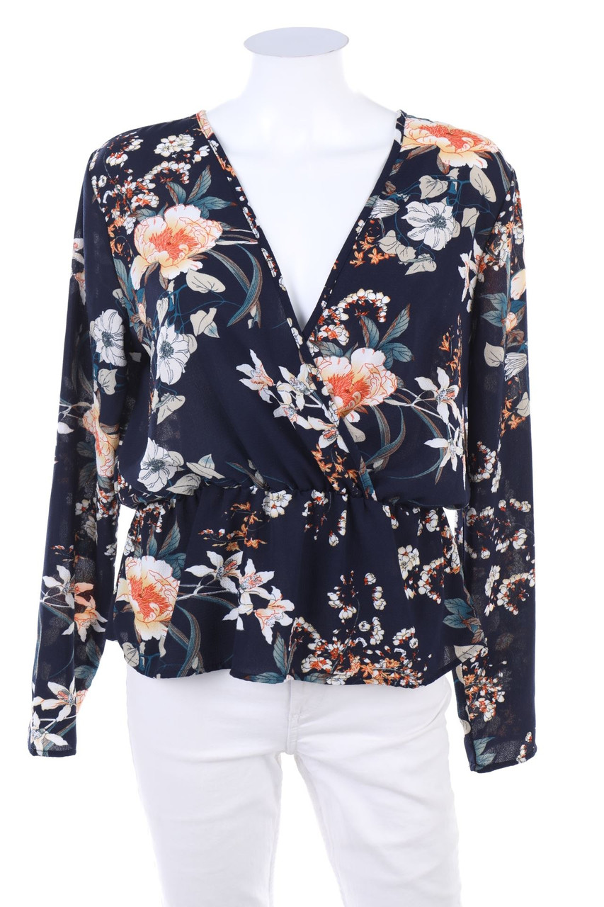 Boohoo - Bluse mit Blumen-Print mit Gummizug - D 38