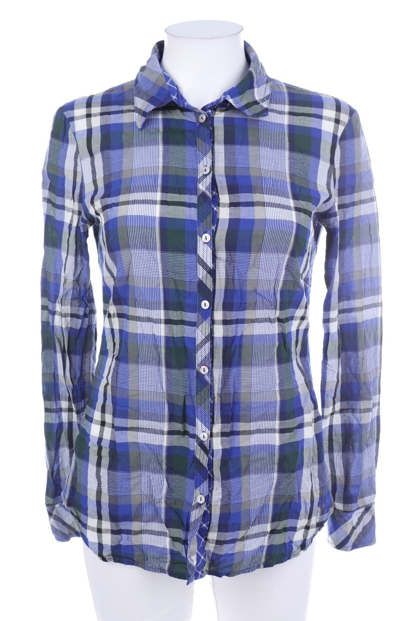 ESPRIT - Karo-Hemd-Bluse mit Elbow Patches - D 36