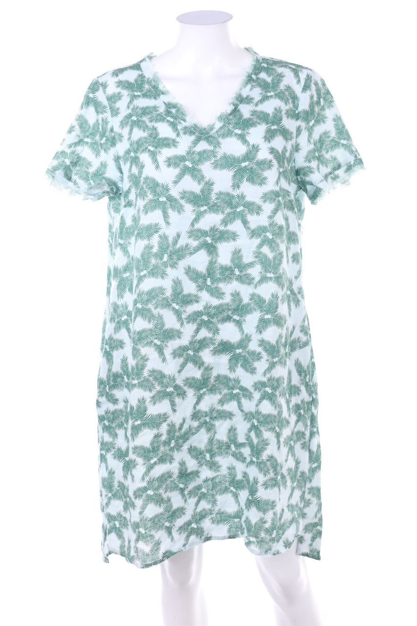NOIDIASOLO - Shift-Kleid aus Leinen mit Tropical Print - D 36