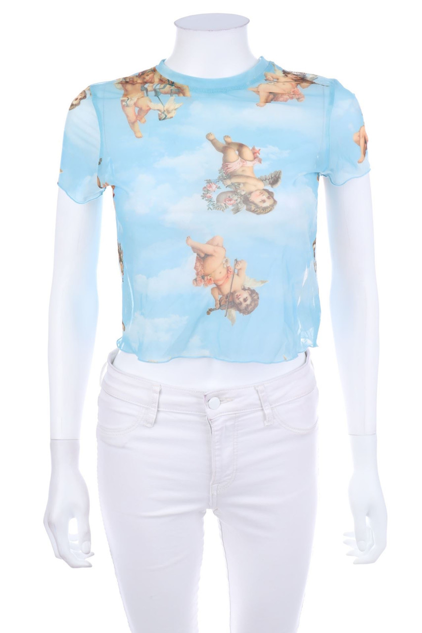 Bershka - Mesh-Shortsleeve-Shirt with Print - M