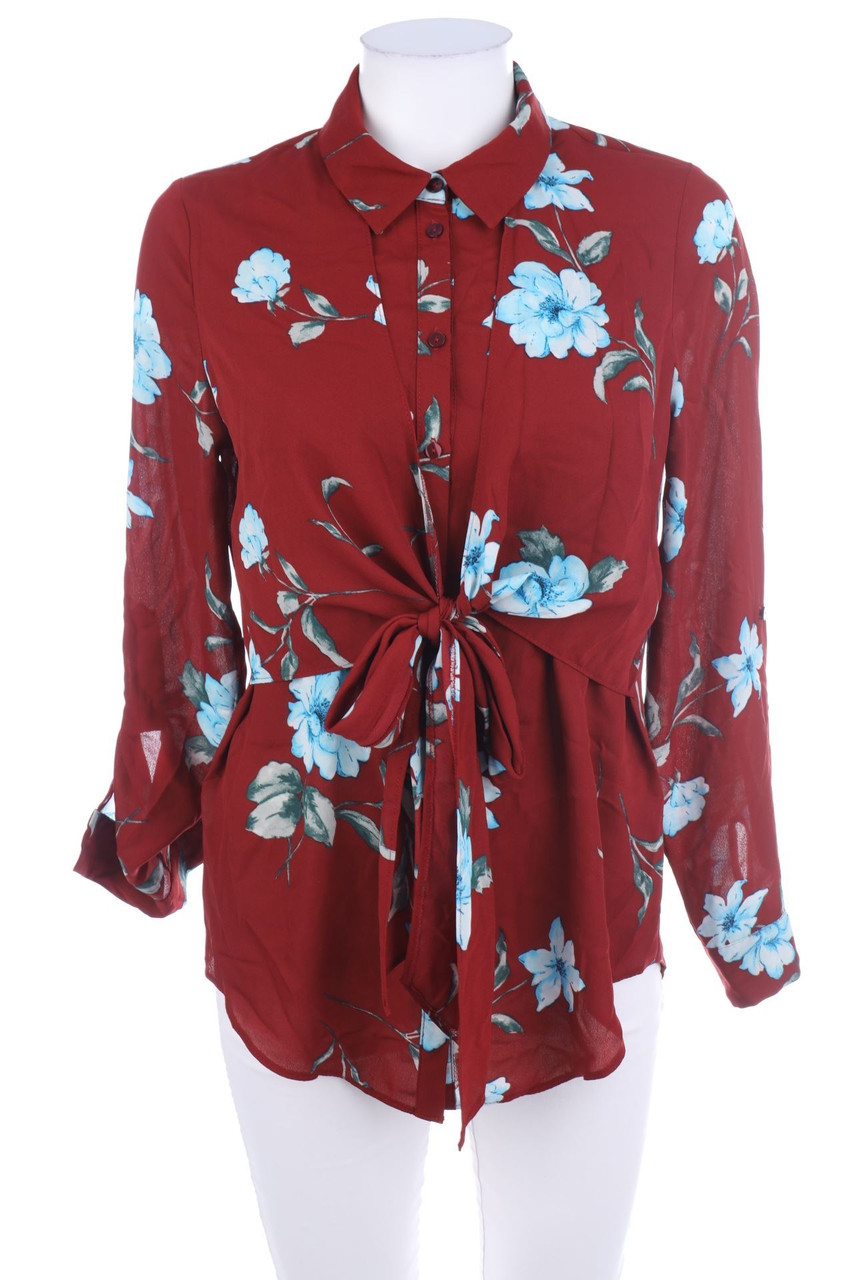 No Label - Blouse with Flower Print to tie - M