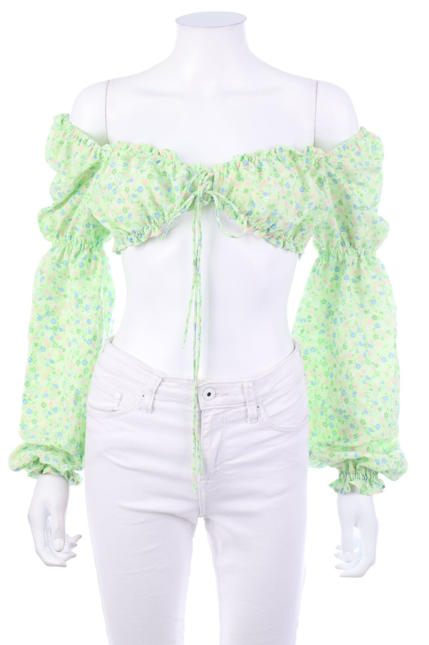 H&M DIVIDED - Cropped-Carmen-Bluse mit Gummizug - S