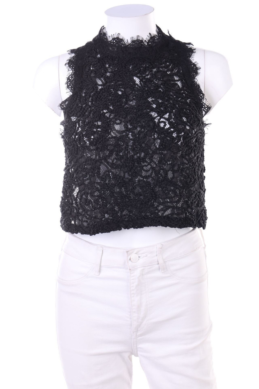 ZARA TRF - Spitzen-Crop-Top mit Reißverschluss - S