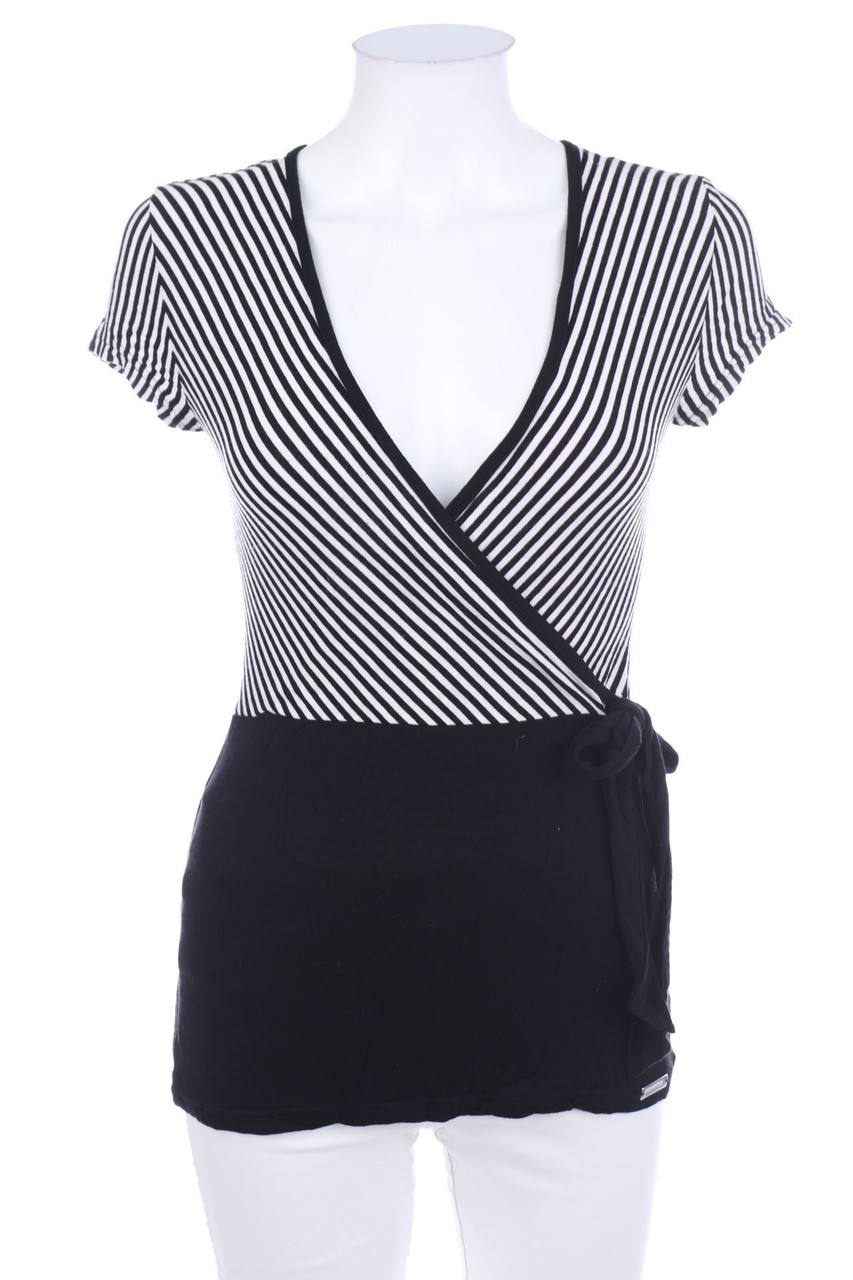 SECONDHAND - Kurzarm-Shirt in Wickel-Optik - XS