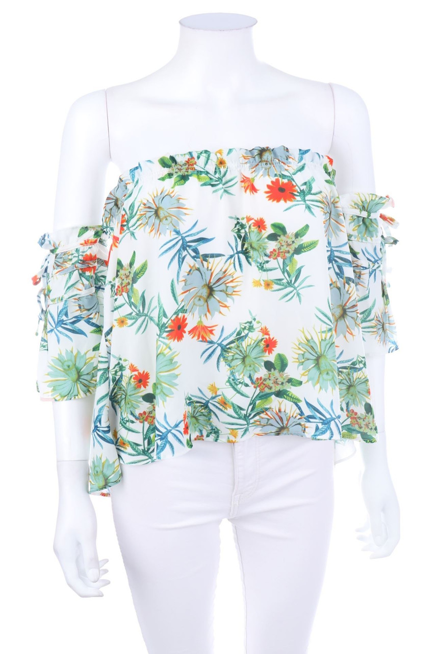 TIFFOSI - Off-the-shoulder blouse with Tropical Print - M