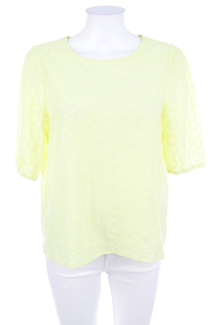 pieces - Spitzen-Kurzarm-Bluse aus Baumwolle - L