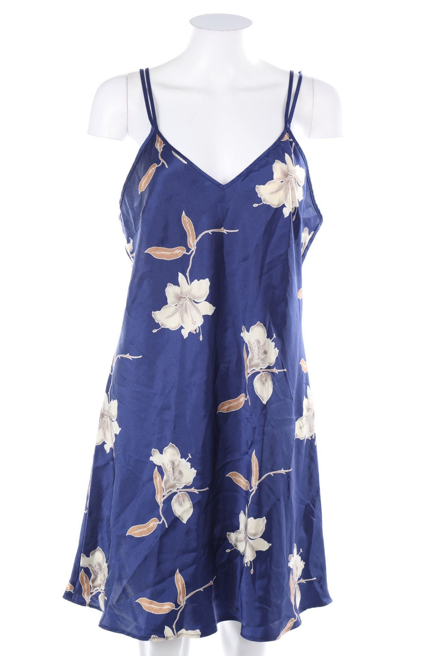 No Label - Strap-Satin Mini Dress with Flower Print - XXL