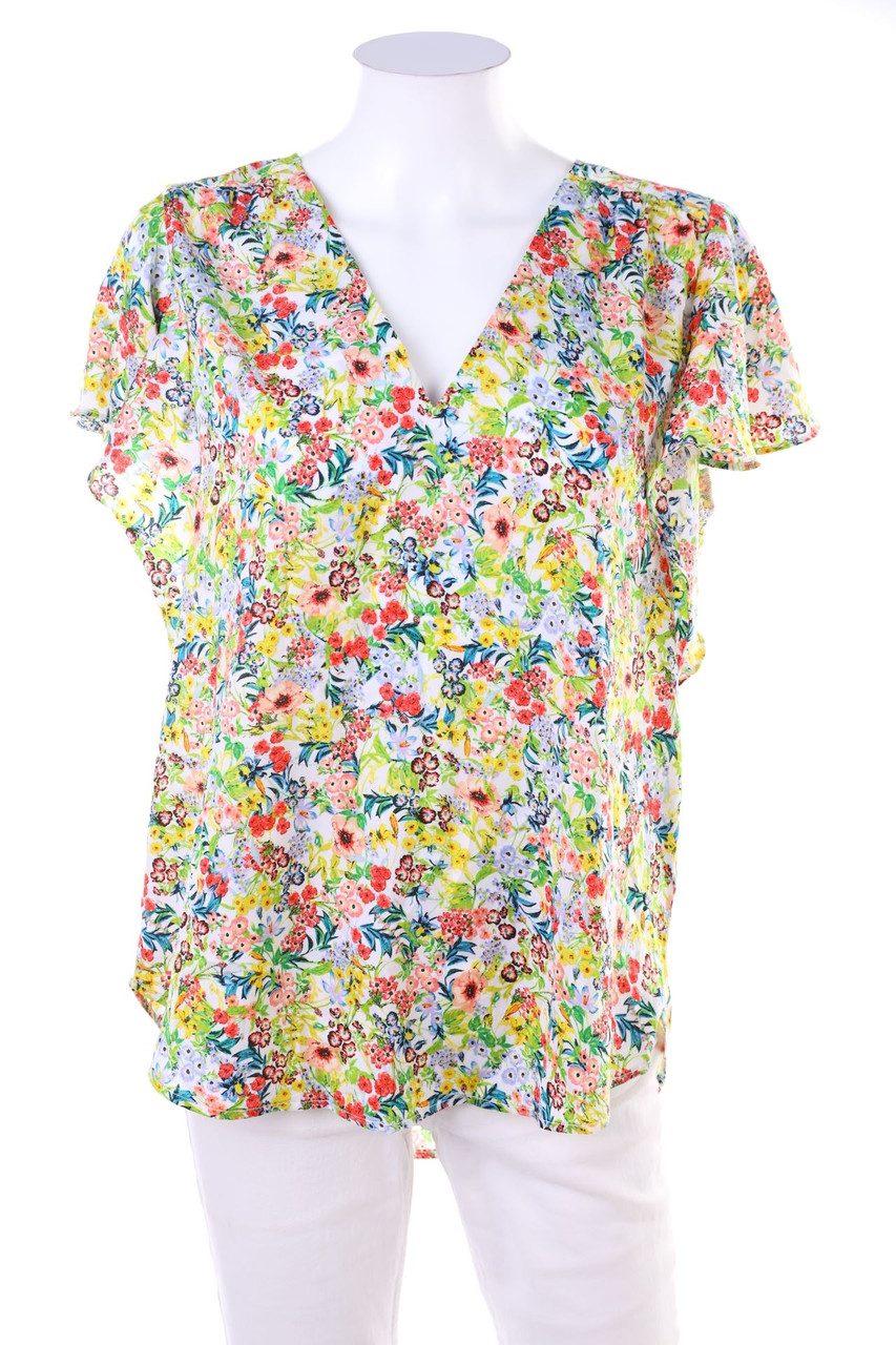 H&M - Kurzarm-Bluse mit Blumen-Print - L