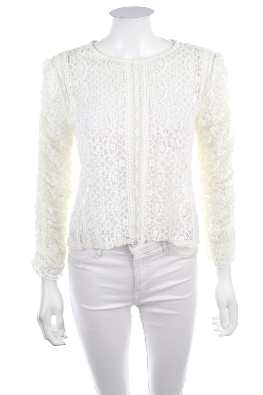 No Label - Lace-Blouse with Ruffles - M