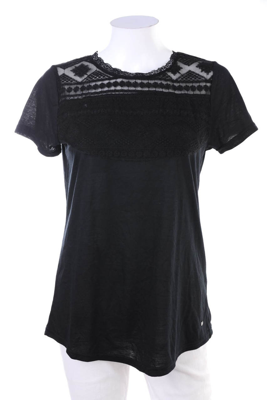 GREYSTONE - Kurzarm-Shirt mit Spitzen-Einsatz - M