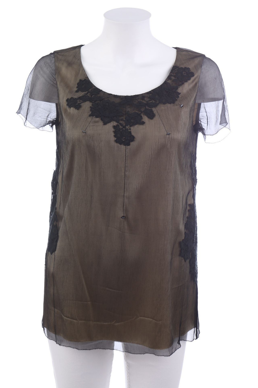 MARC CAIN - Chiffon-Kurzarm-Bluse aus Seide - D 34