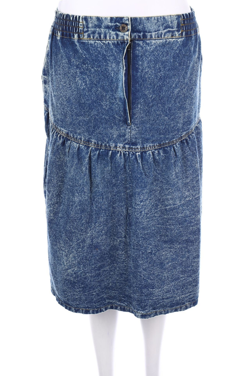 No Label - MoonwashedDenim Skirt with Embroideries - S