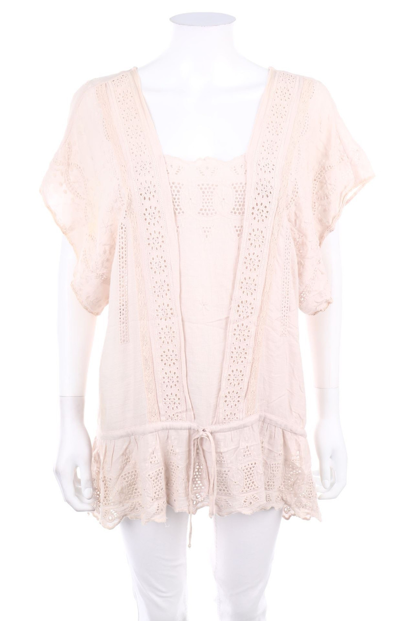 ZARA WOMAN - Kurzarm-Bluse aus Lochspitze - M