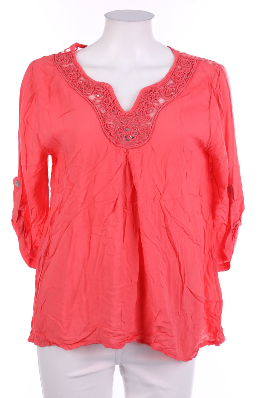 TODAY - Tunic Blouse with Roll-up Sleeves - M