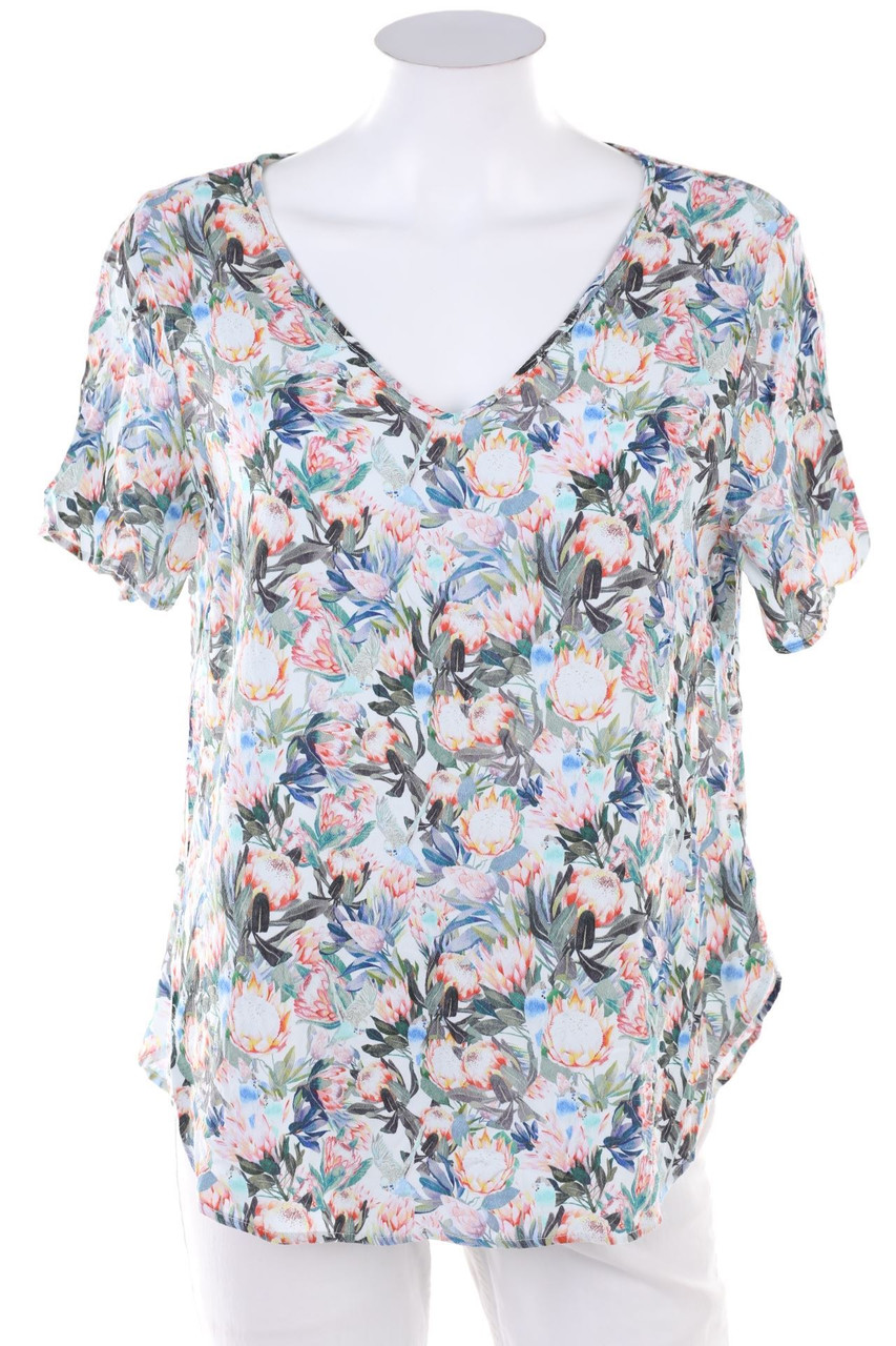 H&M - Kurzarm-Bluse mit Print - M