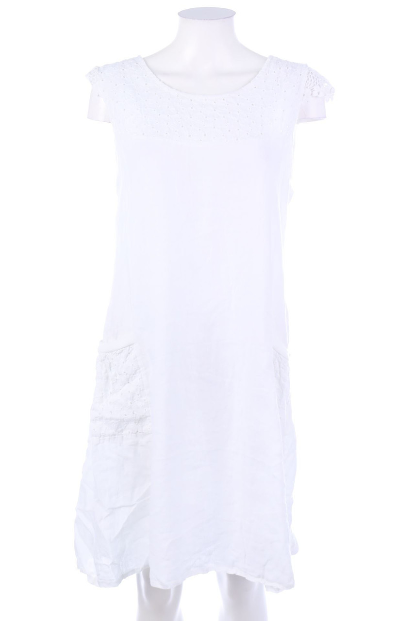 No Label - Linen Dress with Eyelet Lace - XL