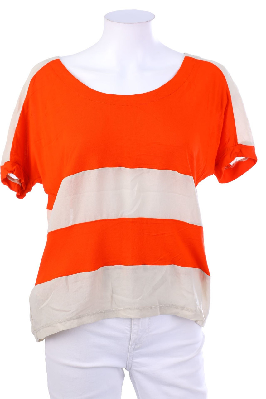 MANGO - Kurzarm-Bluse mit Streifen - M