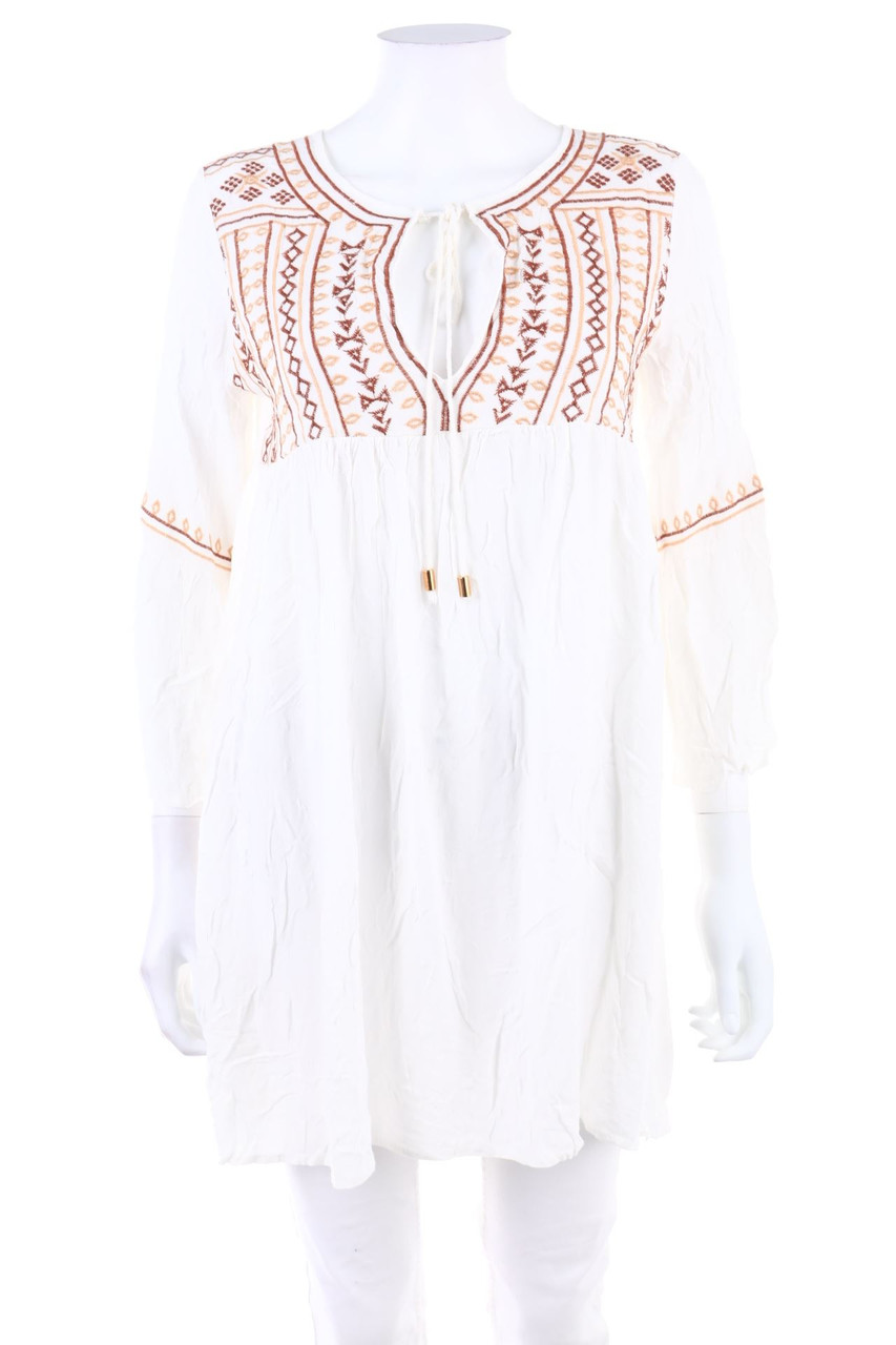 No Label - Tunic Blouse with Embroideries - L