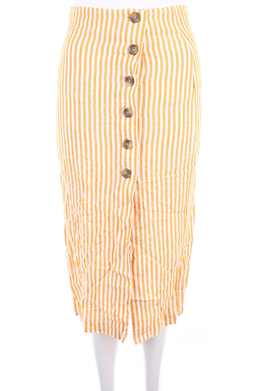 OVS - Streifen-Midirock aus Leinen-Mix - XS