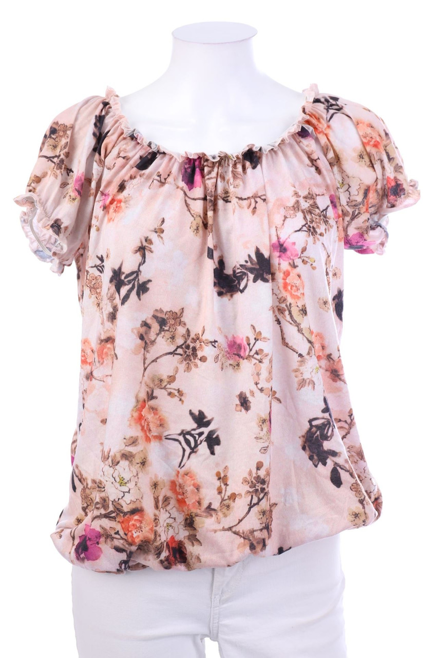 Laura Torelli - Shortsleeve-Shirt with Flower Print - M