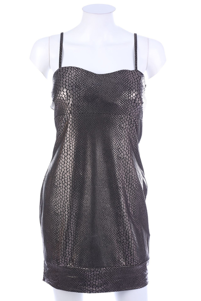 AMISU - Metallic-Kleid mit Animal-Print - L