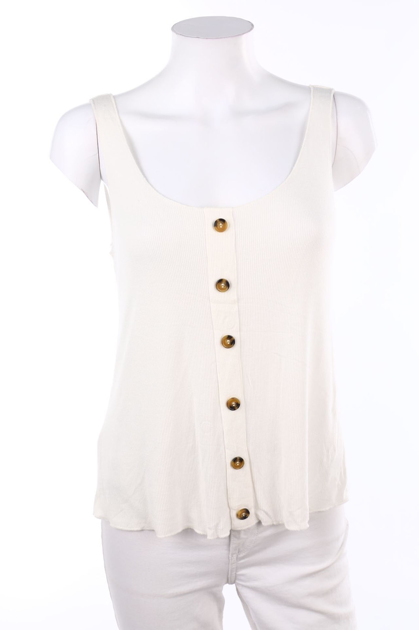 ONLY - Top mit Schmuck-Knöpfen - M