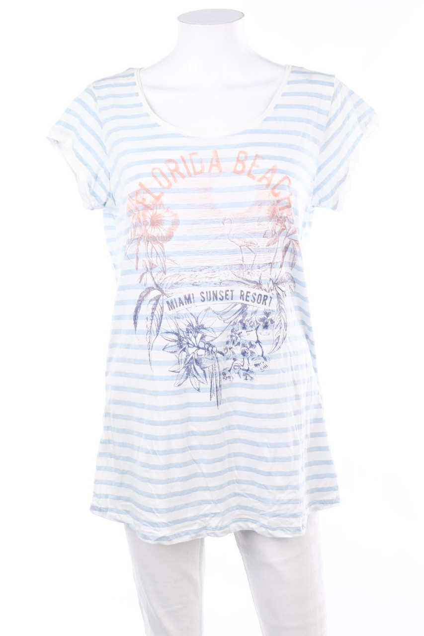 H&M - Baumwoll-Kurzarm-Shirt mit Streifen - XL