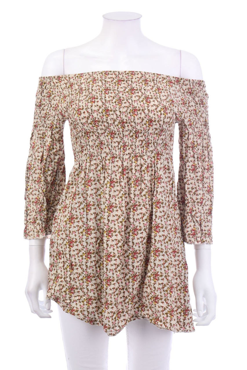 TODAY - Off-the-shoulder blouse with Flower Print - S