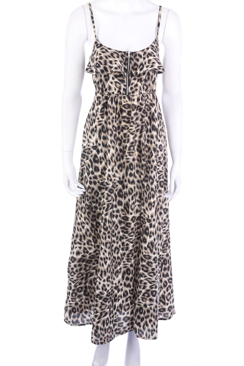 TALLY WEiJL - Volants-Maxi Dress with Animal Print - XS