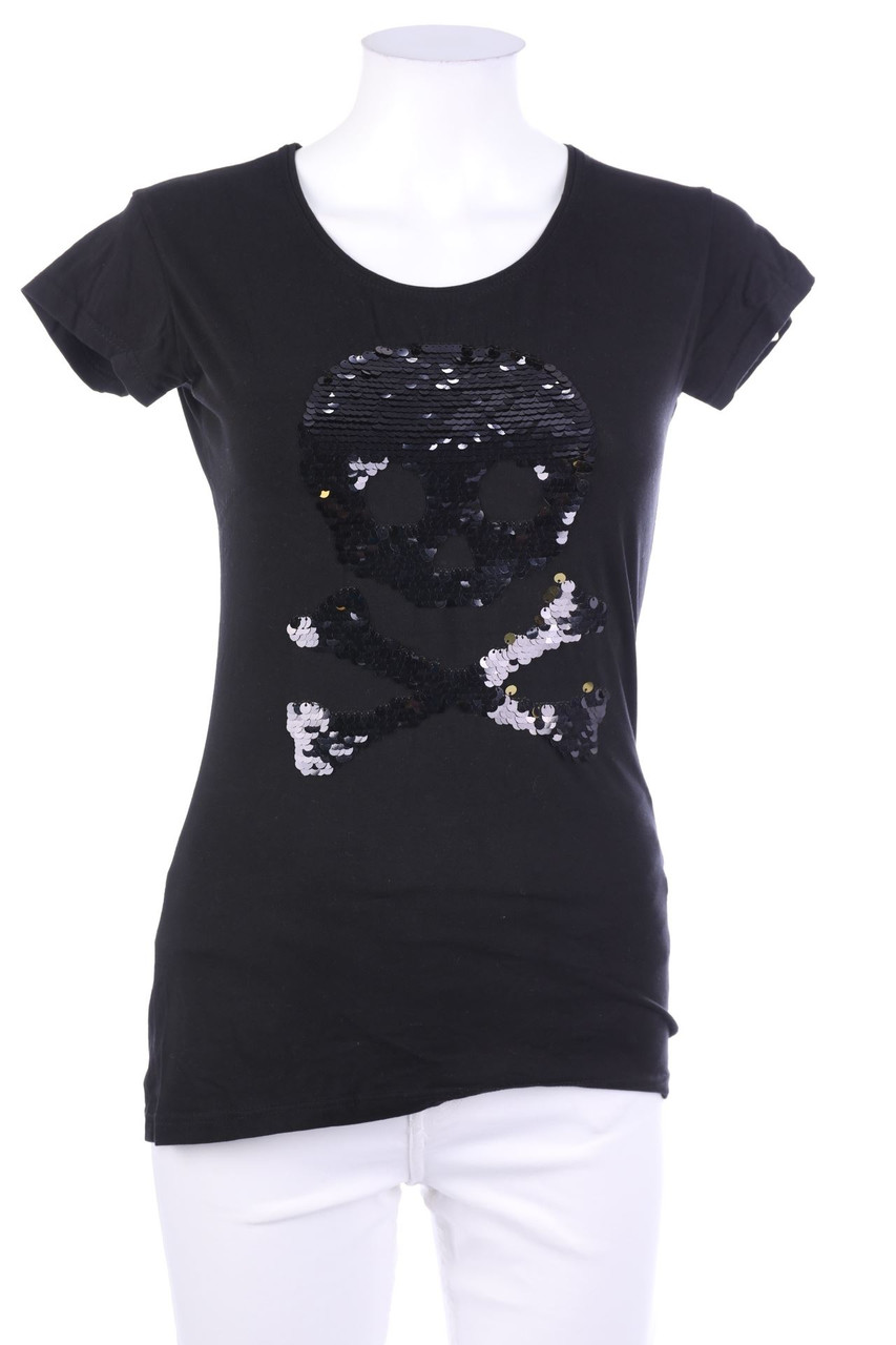 SECONDHAND - Shortsleeve-Shirt with Turn Sequins - L