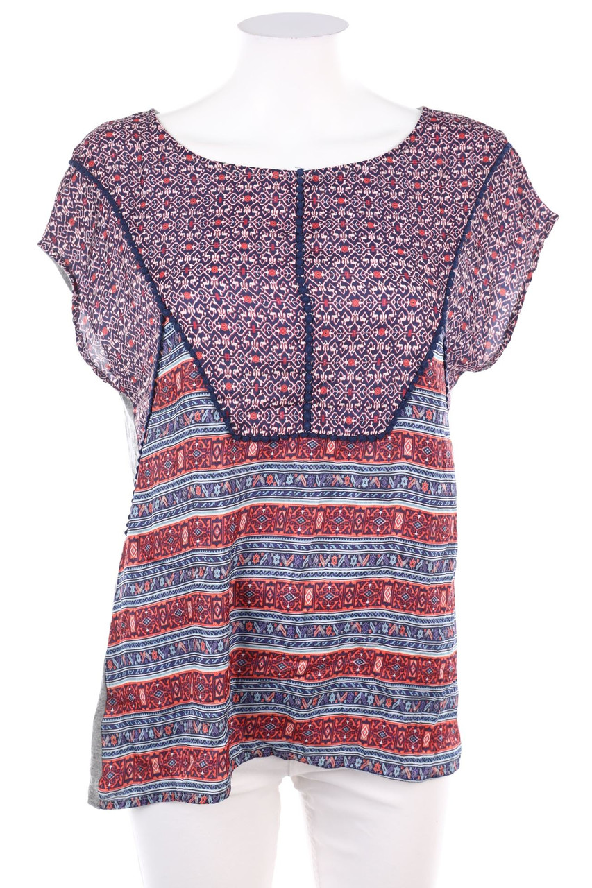 promod - Kurzarm-Bluse mit Print - M