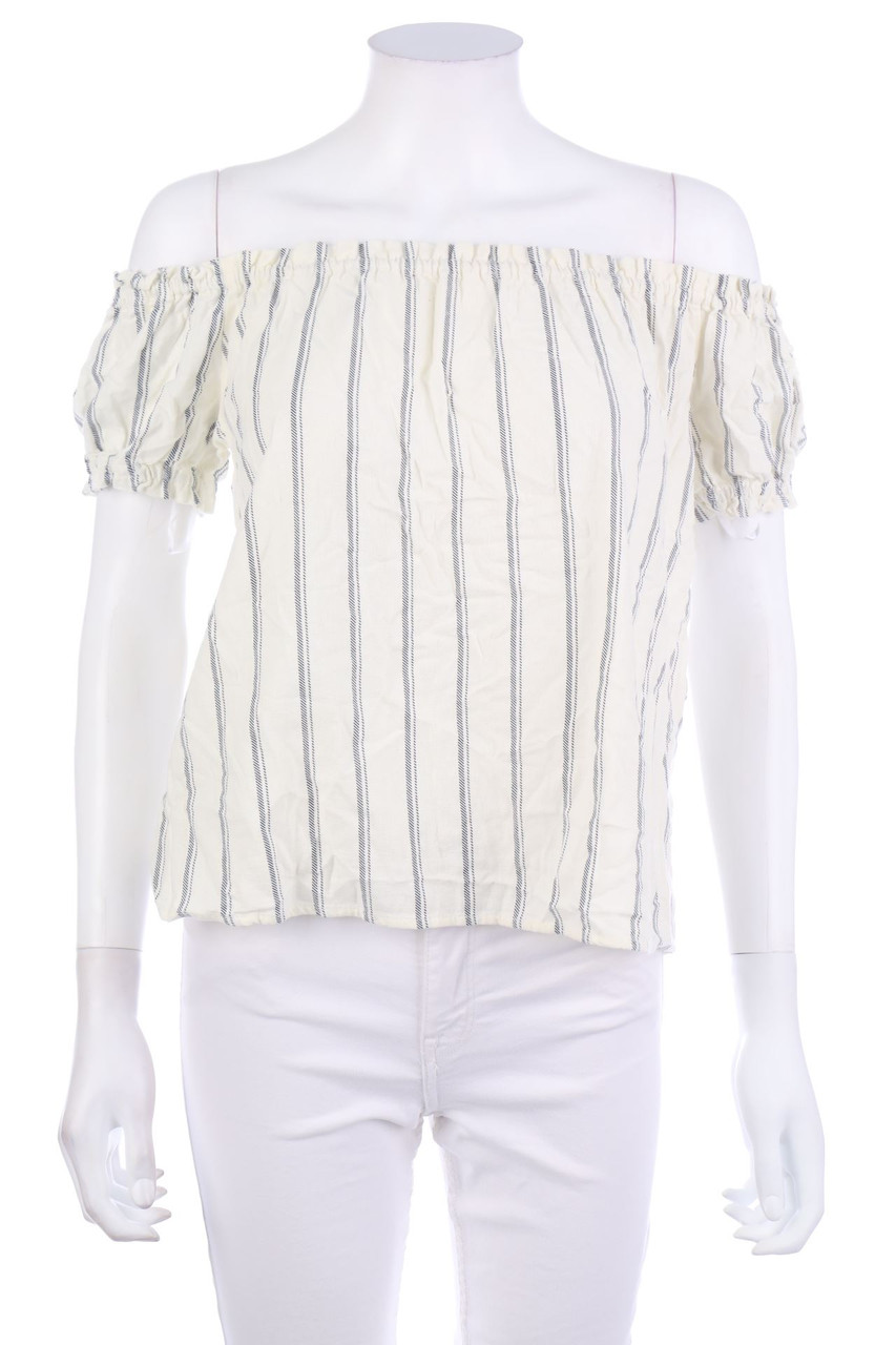 VERO MODA - Carmen-Bluse aus Leinen-Mix mit Streifen - S