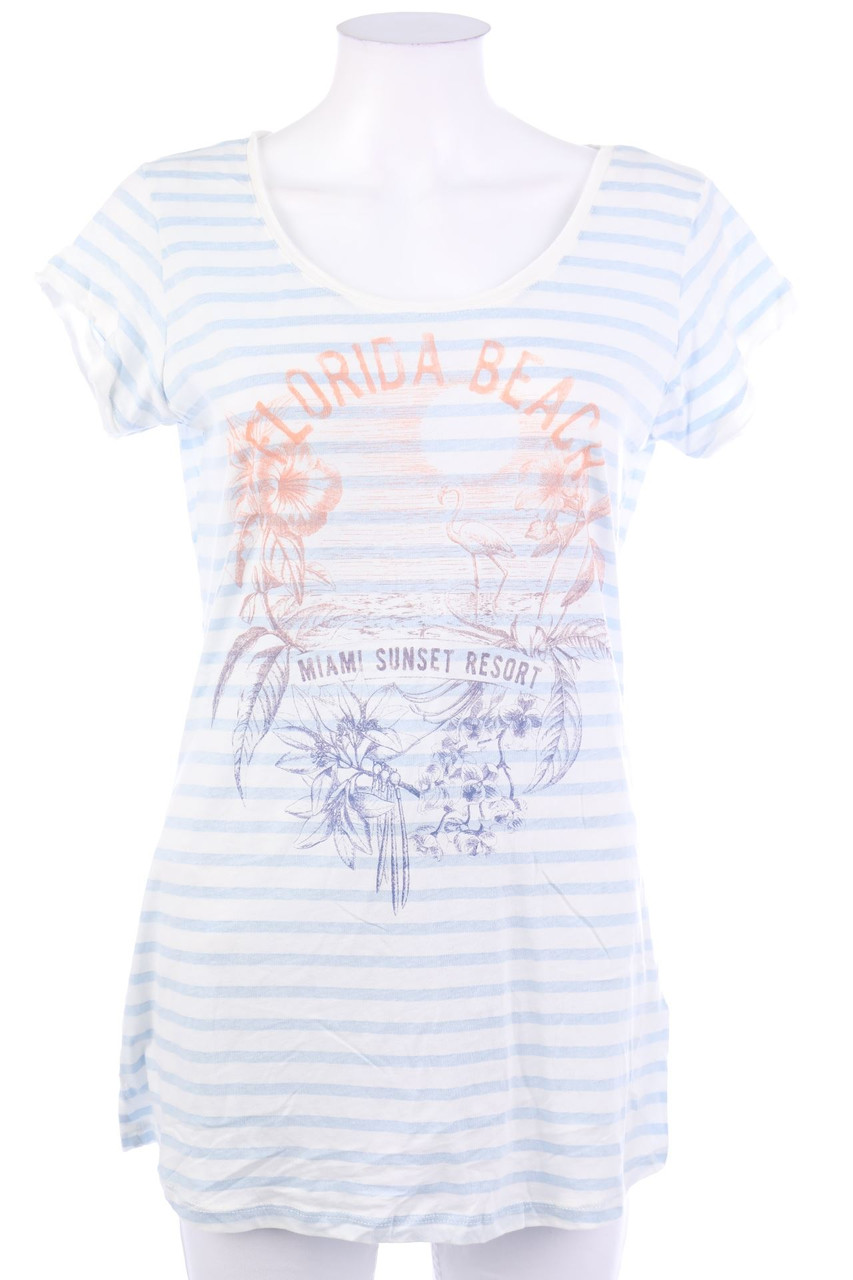 H&M - Baumwoll-Kurzarm-Shirt mit Streifen - L