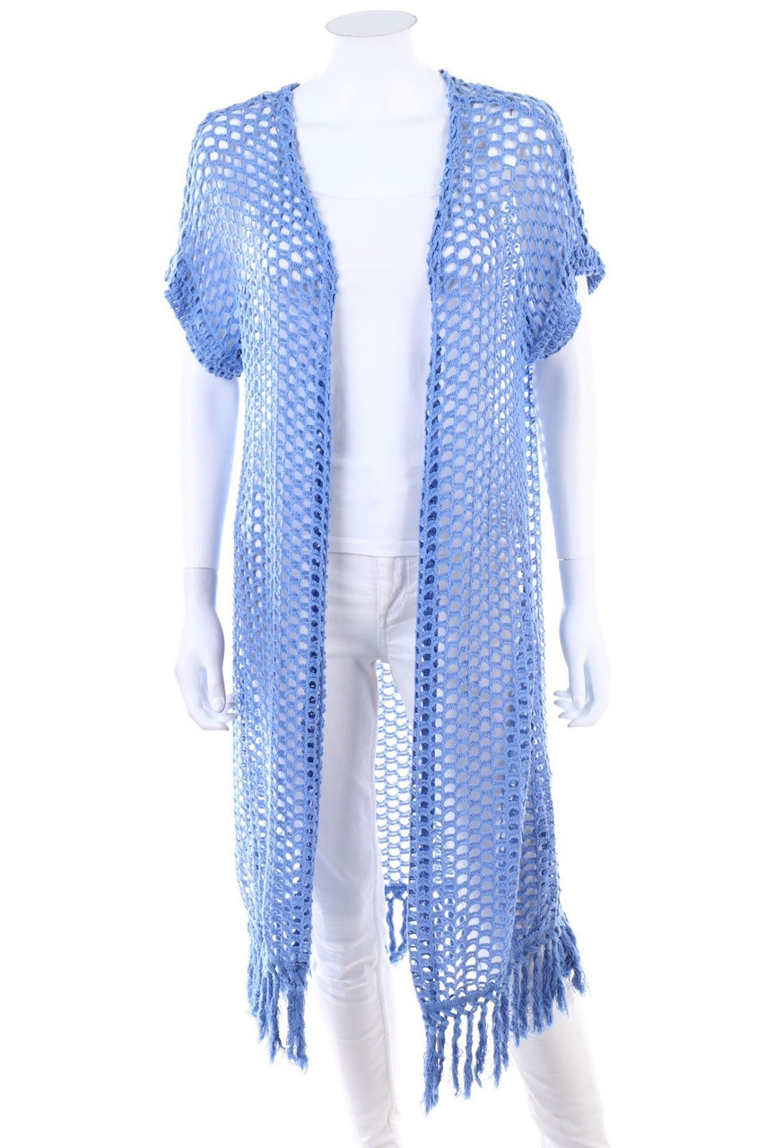 Ohne Label - Netz-Cardigan mit Fransen