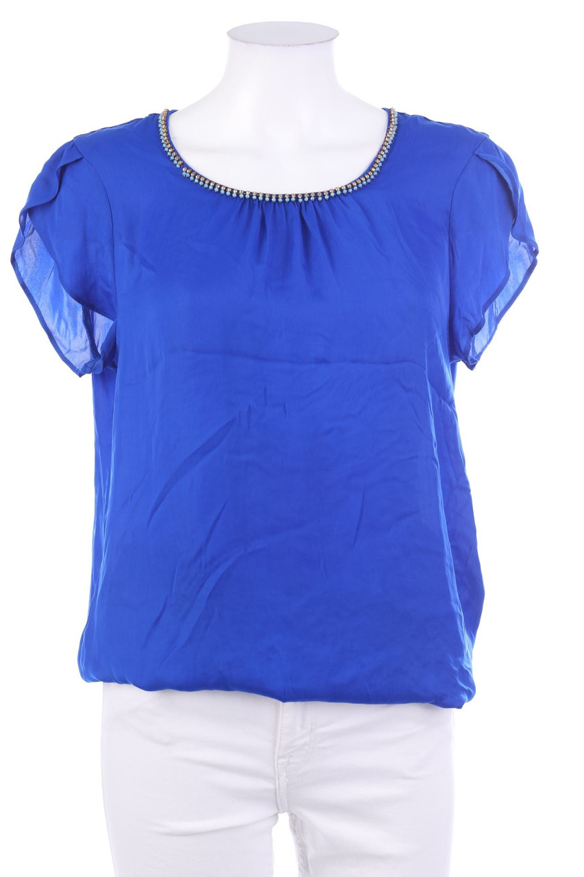 ESPRIT - Kurzarm-Bluse mit Perlen - S