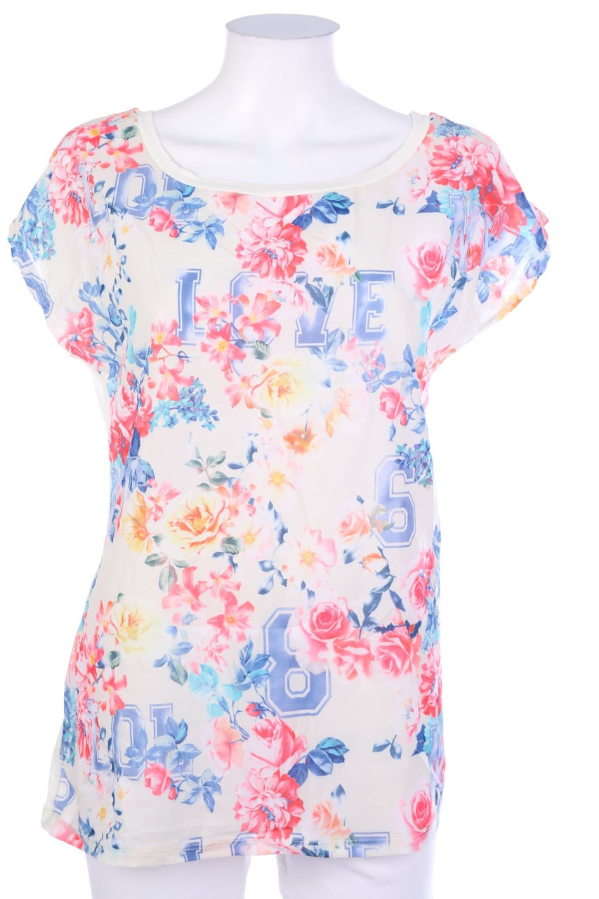 forever & me - Shortsleeve-Shirt with Flower Print - L