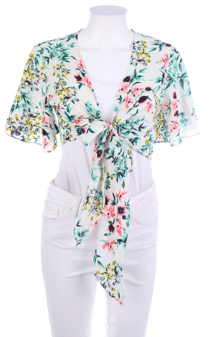 VERA & LUCY - Shortsleeve Blouse to tie with Flower Print - S